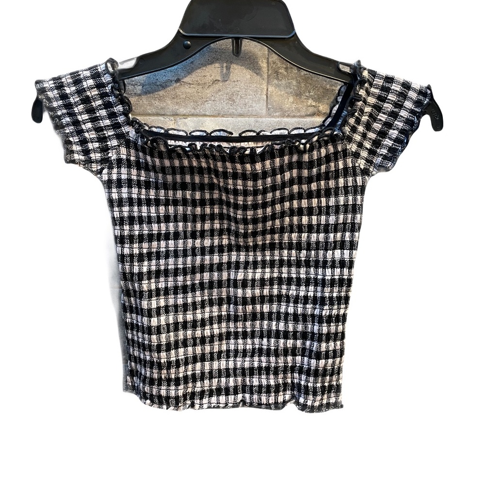 ❤️ HOLLISTER BLACK RIBBED OFF THE SHOULDER TOP SIZE XS